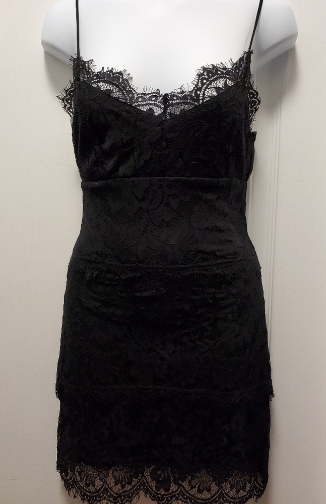 Topshop Petite Black Eyelash Mini Slip Dress